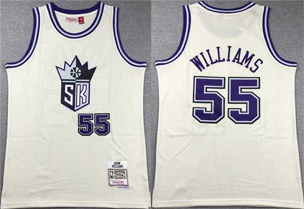 Mens Sacramento Kings #55 Jason Williams White Throwback Stitched Jersey